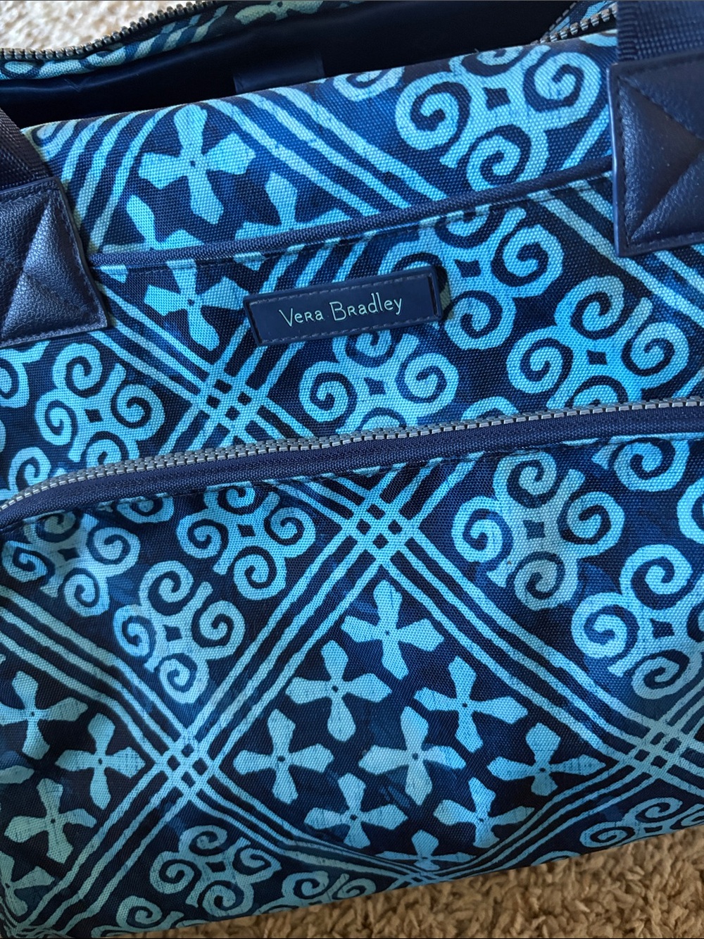 Vera Bradley Turquoise and Navy Patterned Tote